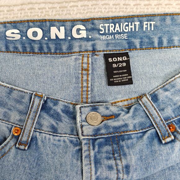 S.O.N.G. High Rise Straight Fit Ripped Jeans Size 9/29 NEW - Picture 6 of 7